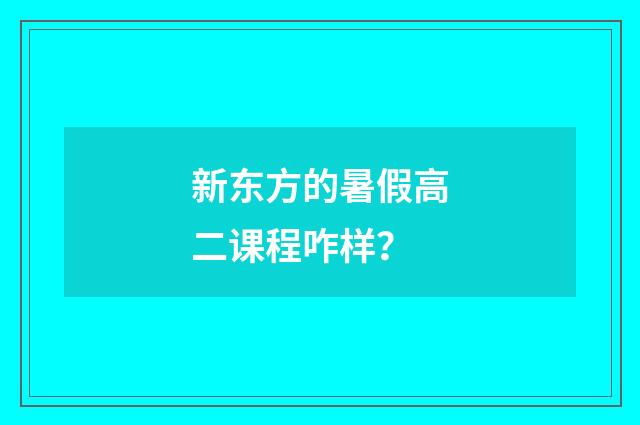 新东方的暑假高二课程咋样？