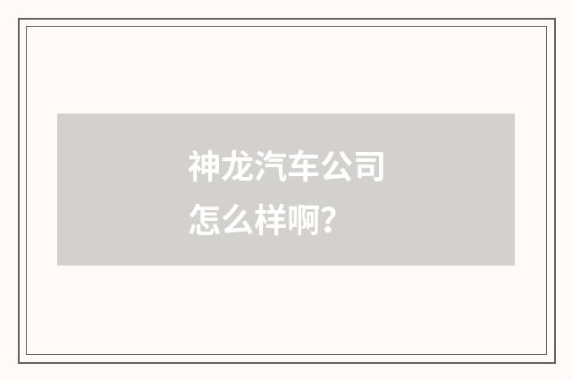神龙汽车公司怎么样啊？