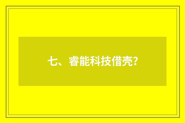 七、睿能科技借壳？