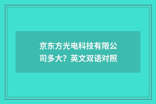 京东方光电科技有限公司多大？英文双语对照