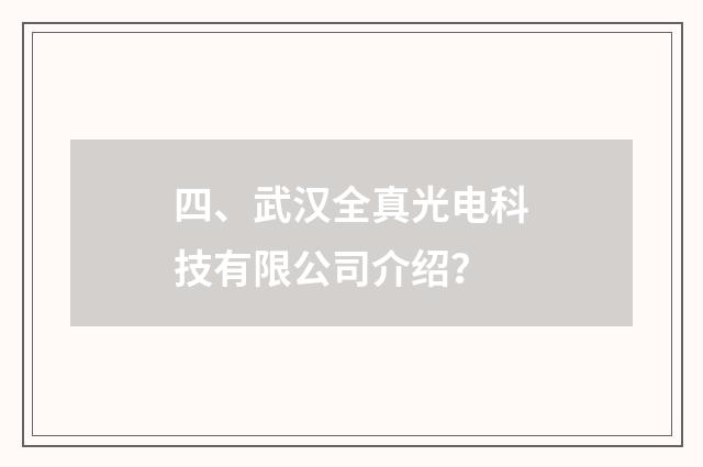 四、武汉全真光电科技有限公司介绍？