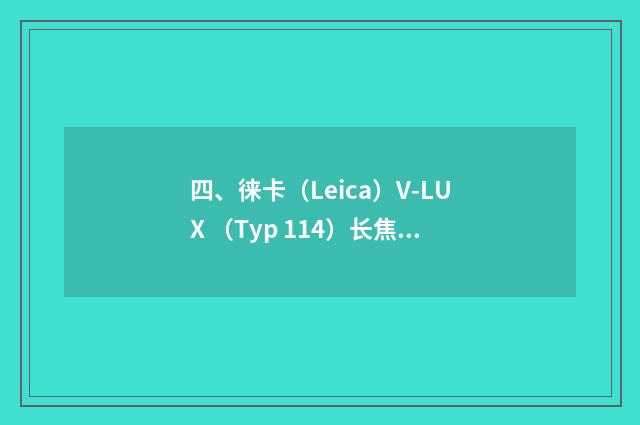 四、徕卡（Leica）V-LUX （Typ 114）长焦数码相机怎么样？