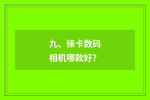 九、徕卡数码相机哪款好？