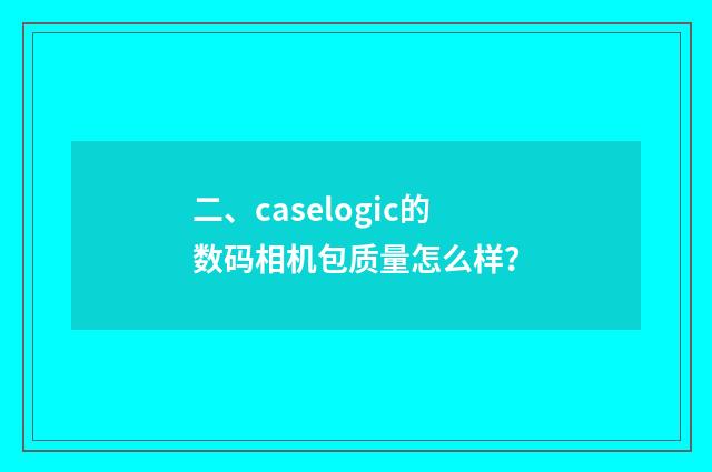二、caselogic的数码相机包质量怎么样？