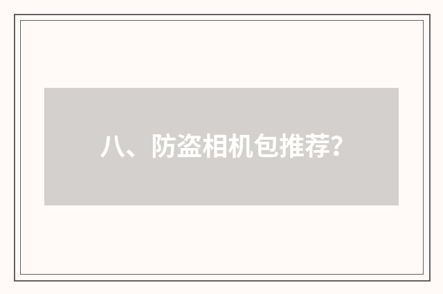 八、防盗相机包推荐？