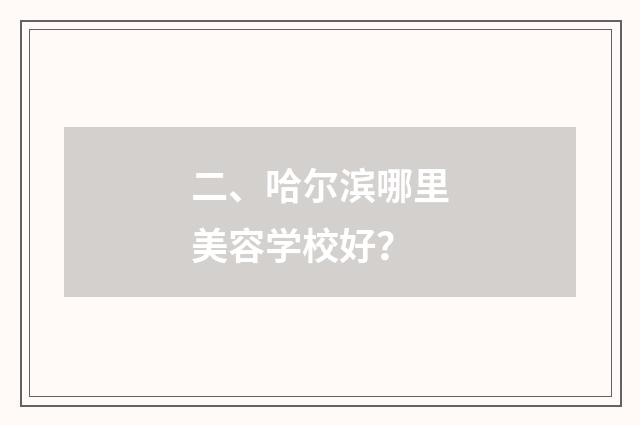 二、哈尔滨哪里美容学校好？