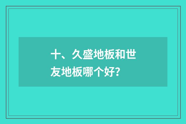 十、久盛地板和世友地板哪个好？