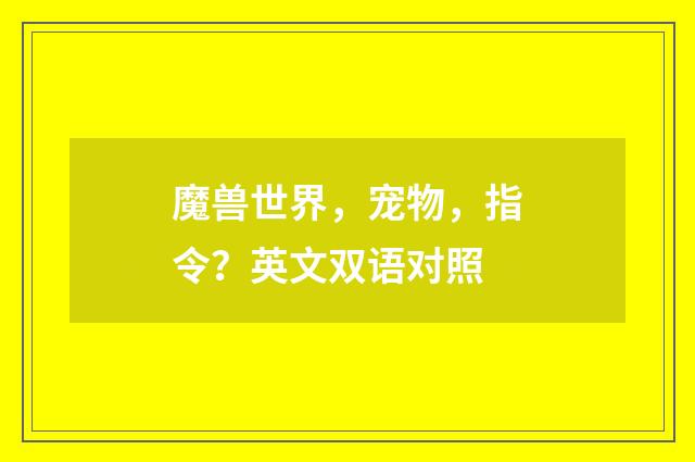 魔兽世界，宠物，指令？英文双语对照