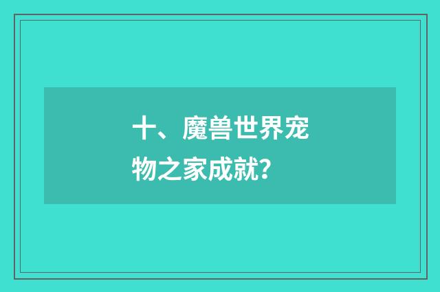 十、魔兽世界宠物之家成就？