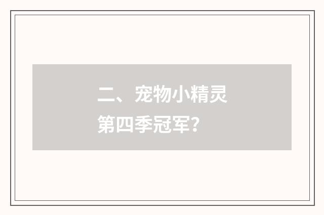 二、宠物小精灵第四季冠军？