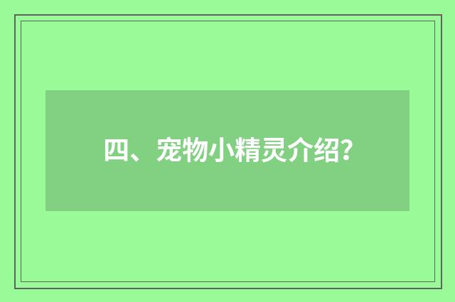 四、宠物小精灵介绍？
