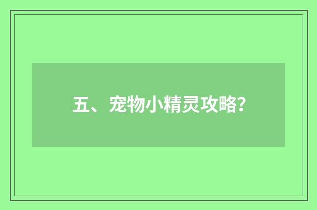 五、宠物小精灵攻略？