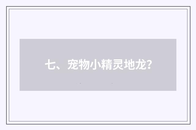 七、宠物小精灵地龙？
