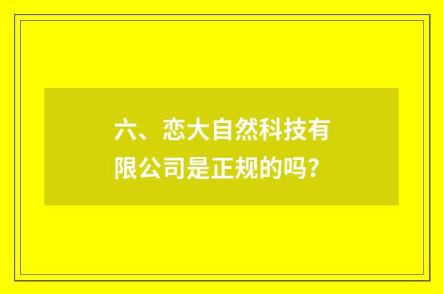六、恋大自然科技有限公司是正规的吗？