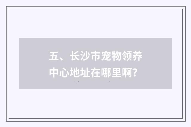 五、长沙市宠物领养中心地址在哪里啊？