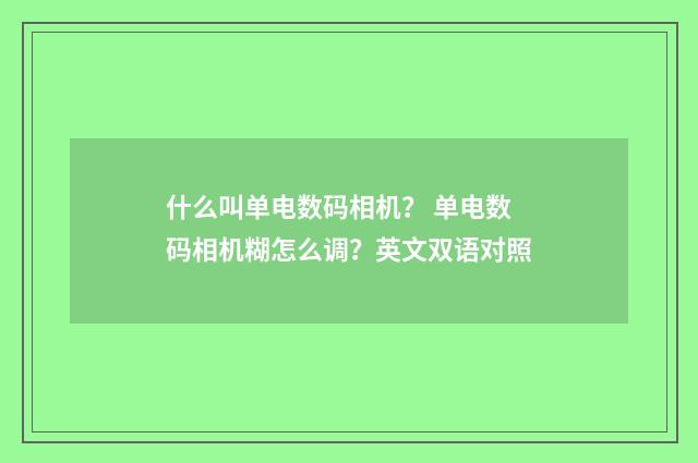 什么叫单电数码相机？ 单电数码相机糊怎么调？英文双语对照