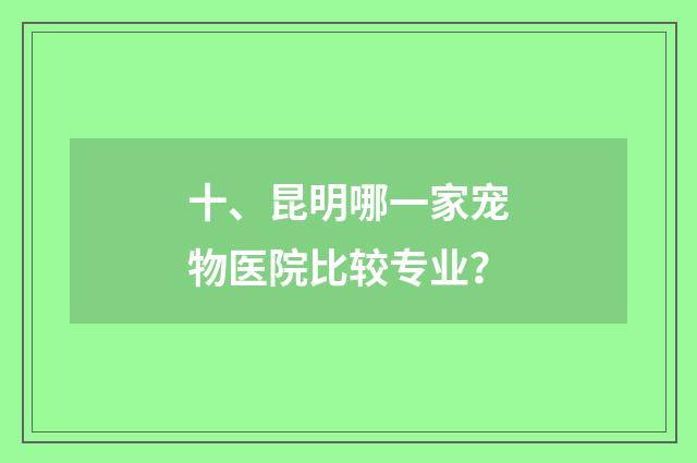 十、昆明哪一家宠物医院比较专业？