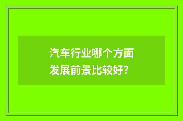 汽车行业哪个方面发展前景比较好？