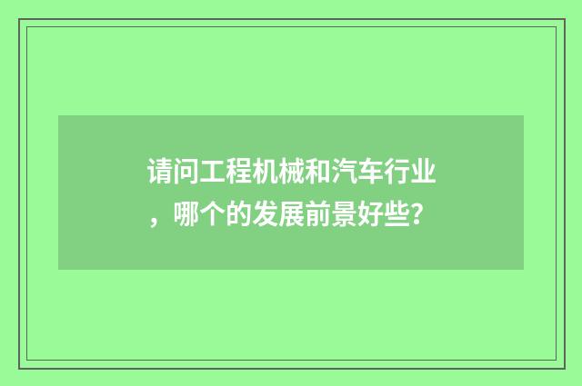 请问工程机械和汽车行业，哪个的发展前景好些？