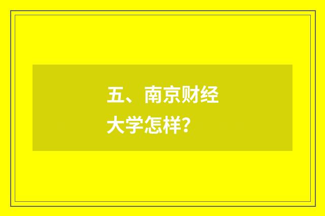 五、南京财经大学怎样？