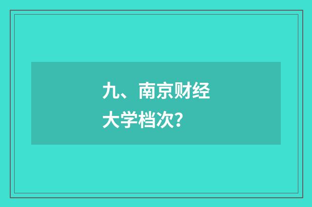九、南京财经大学档次？