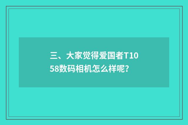 三、大家觉得爱国者T1058数码相机怎么样呢？