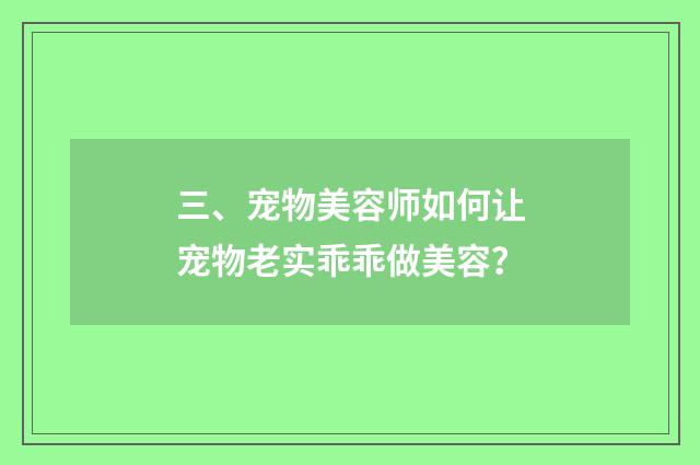 三、宠物美容师如何让宠物老实乖乖做美容？