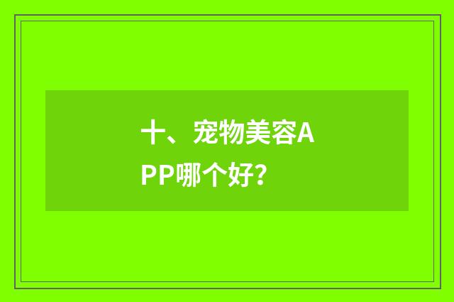 十、宠物美容APP哪个好？