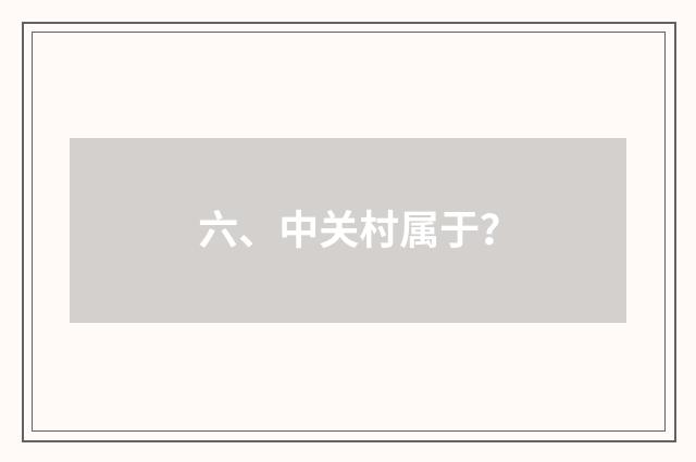六、中关村属于？