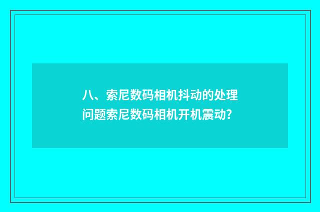 八、索尼数码相机抖动的处理问题索尼数码相机开机震动？