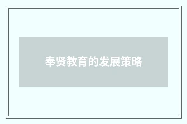 奉贤教育的发展策略