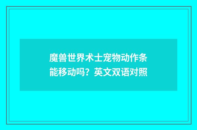 魔兽世界术士宠物动作条能移动吗？英文双语对照