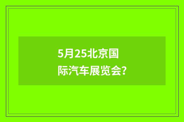 5月25北京国际汽车展览会？