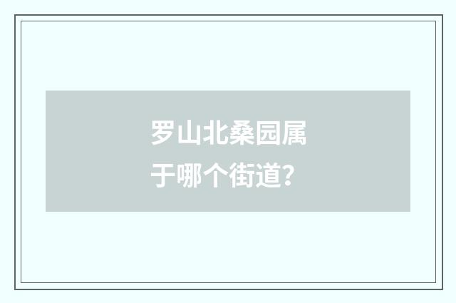 罗山北桑园属于哪个街道？