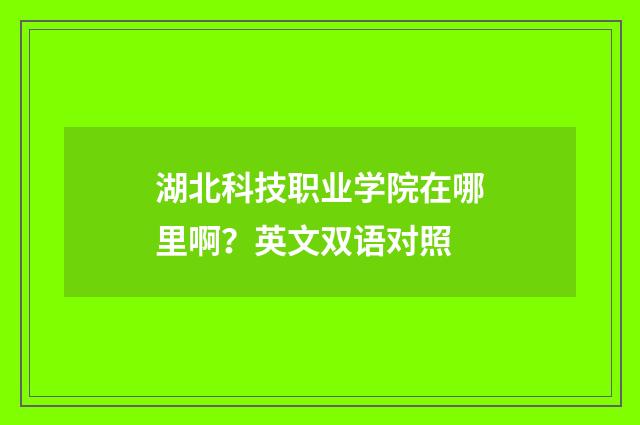 湖北科技职业学院在哪里啊？英文双语对照