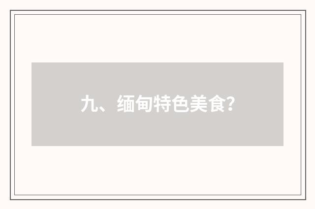 九、缅甸特色美食？