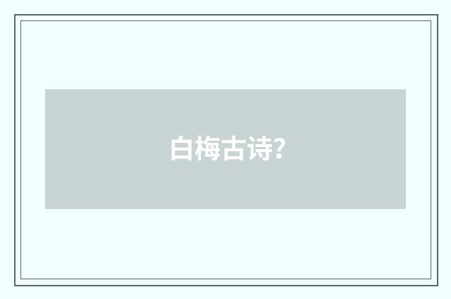 白梅古诗？