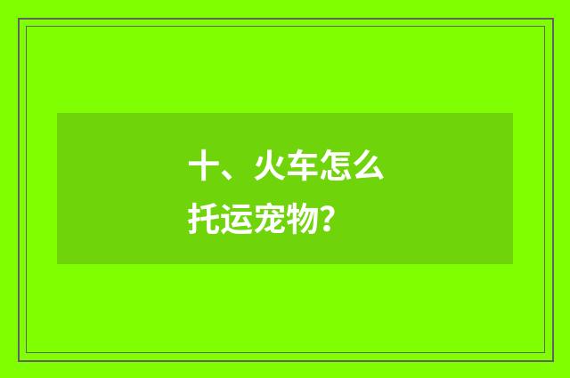 十、火车怎么托运宠物？