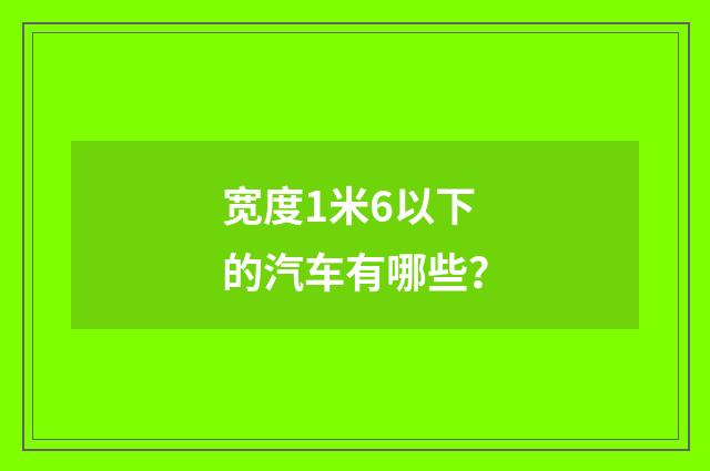 宽度1米6以下的汽车有哪些?