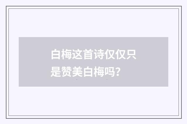 白梅这首诗仅仅只是赞美白梅吗？