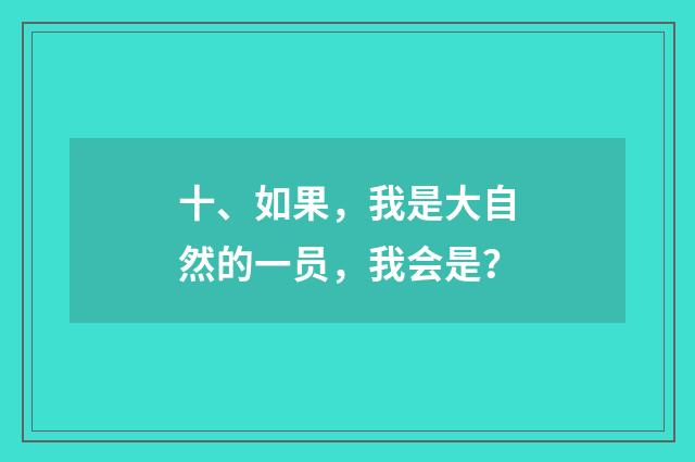 十、如果,我是大自然的一员,我会是?