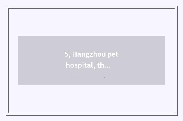 5, Hangzhou pet hospital, the largest pet hospital?