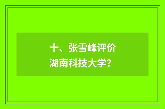 十、张雪峰评价湖南科技大学？