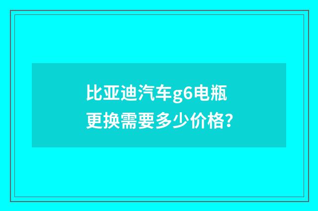 比亚迪汽车g6电瓶更换需要多少价格？