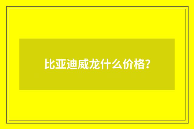 比亚迪威龙什么价格？