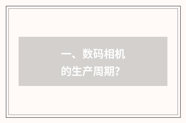 一、数码相机的生产周期？