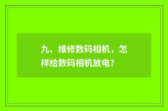 九、维修数码相机，怎样给数码相机放电？