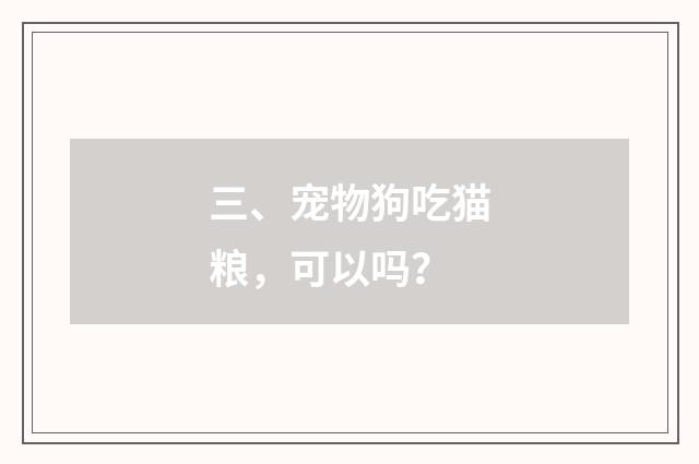 三、宠物狗吃猫粮，可以吗？
