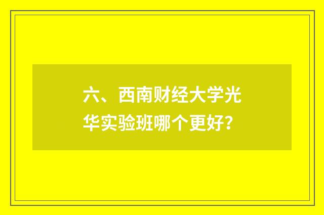 六、西南财经大学光华实验班哪个更好？