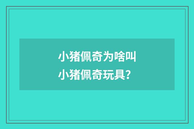 小猪佩奇为啥叫小猪佩奇玩具？